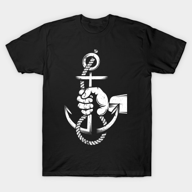 Sailor hand holds an anchor with rope T-Shirt by Agor2012